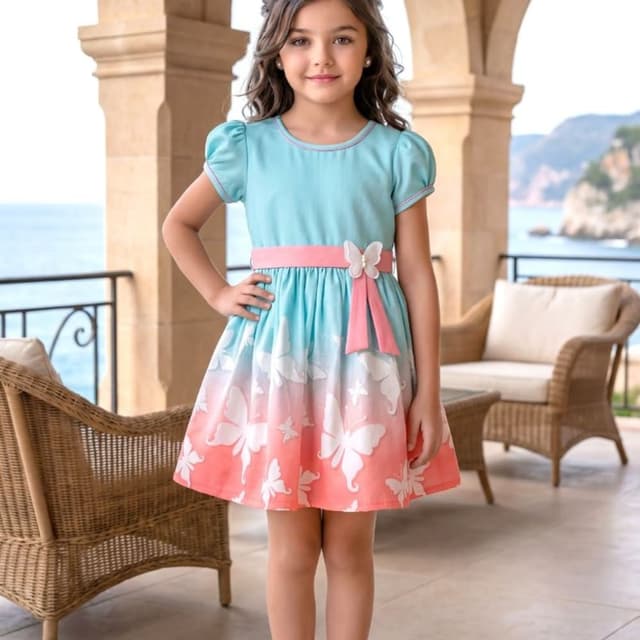 Turquoise, pink, and white gradient Dress