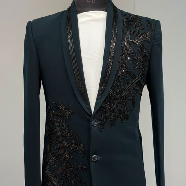Dark emerald green and black Blazer/Suit Jacket