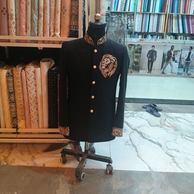 Black with Gold embellishments Jodhpuri Suit Jacket