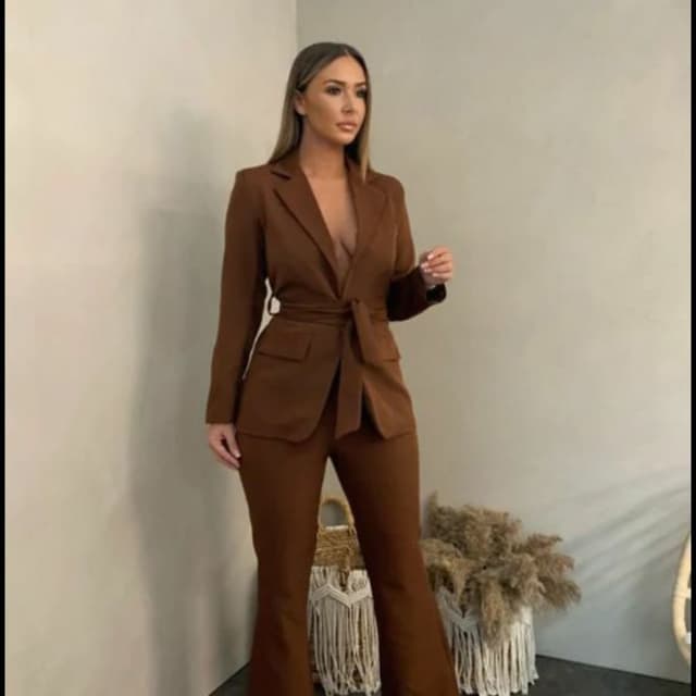Solid chocolate brown Pant suit