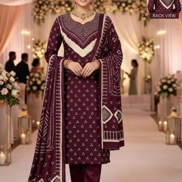 Deep maroon and cream Salwar Kameez