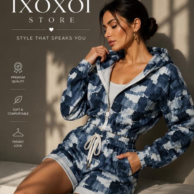 Blue, White, and Grey Loungewear Set