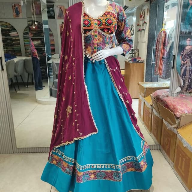 Teal blue, deep magenta, multi-color Lehenga Choli
