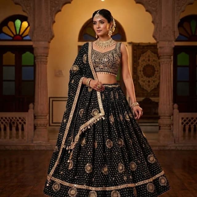 Black and Gold Lehenga Choli
