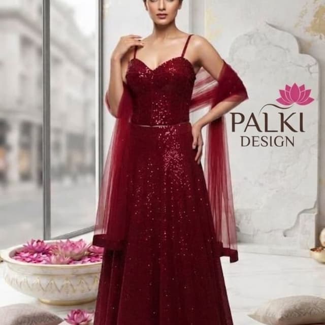 Deep Maroon or Burgundy Lehenga Choli