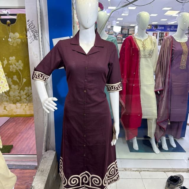 Deep maroon, off-white, cream Kurti