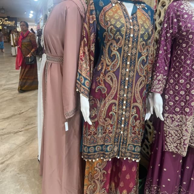 Teal, Maroon, Mustard, Gold, White Kurti and Palazzo Set
