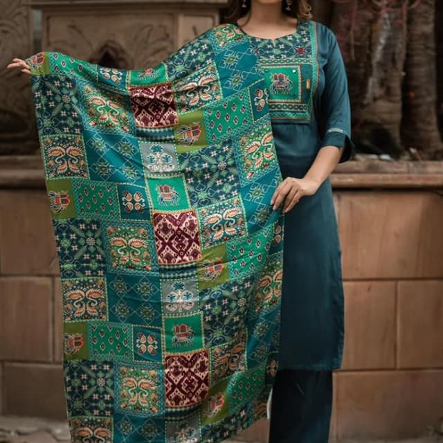 Teal, Emerald Green, Mustard Yellow, Maroon, White Kurta Set with Dupatta