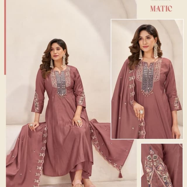Dusty rose or mauve Kurta set with dupatta