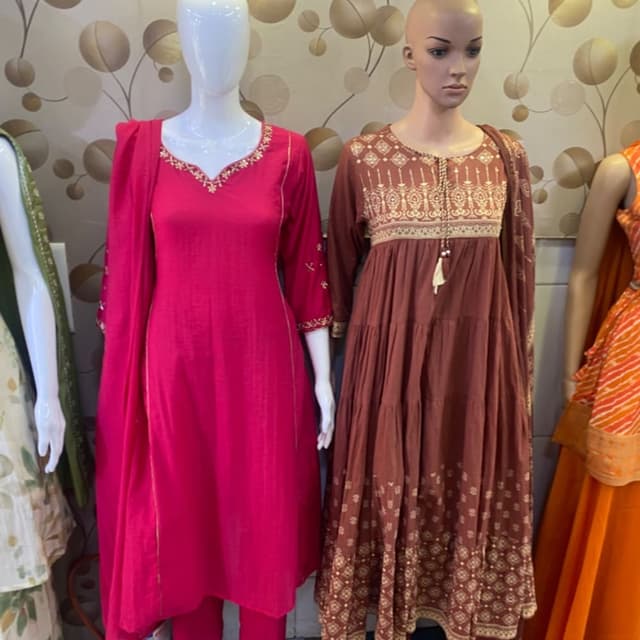 Magenta and Brown Kurta Set