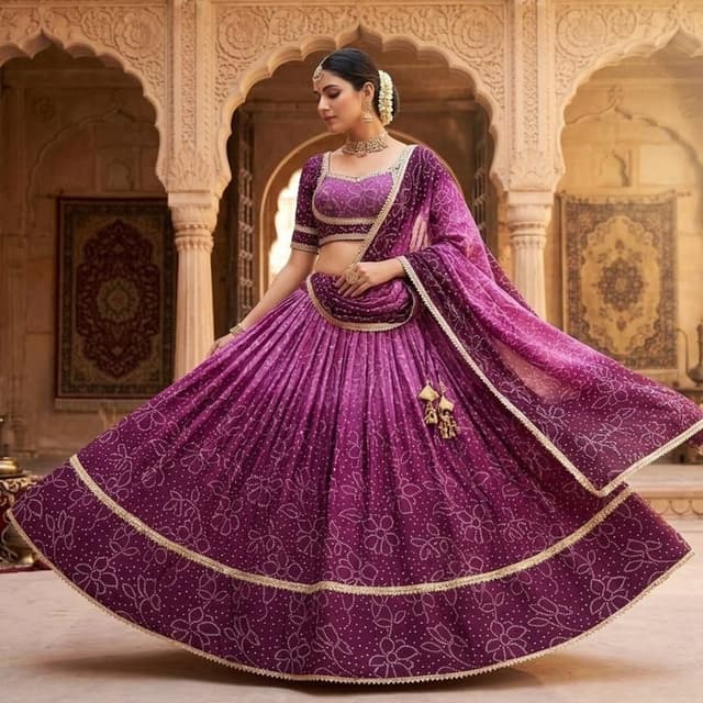 Deep Purple, Magenta, Gold accents Lehenga Choli