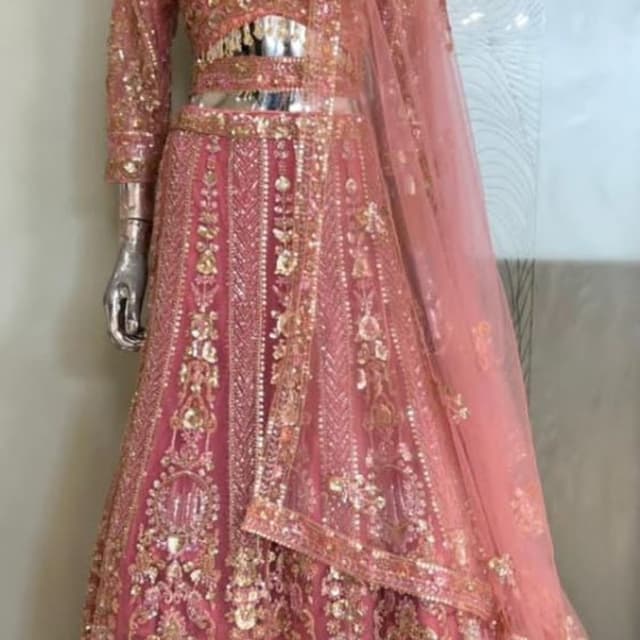 Dusty Pink, Rose Gold, Metallic Gold Lehenga Choli