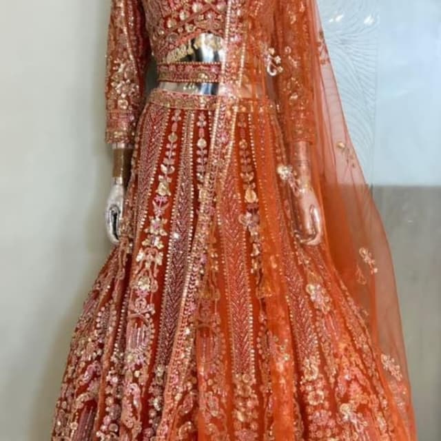Burnt Orange, Copper, Gold Lehenga Choli