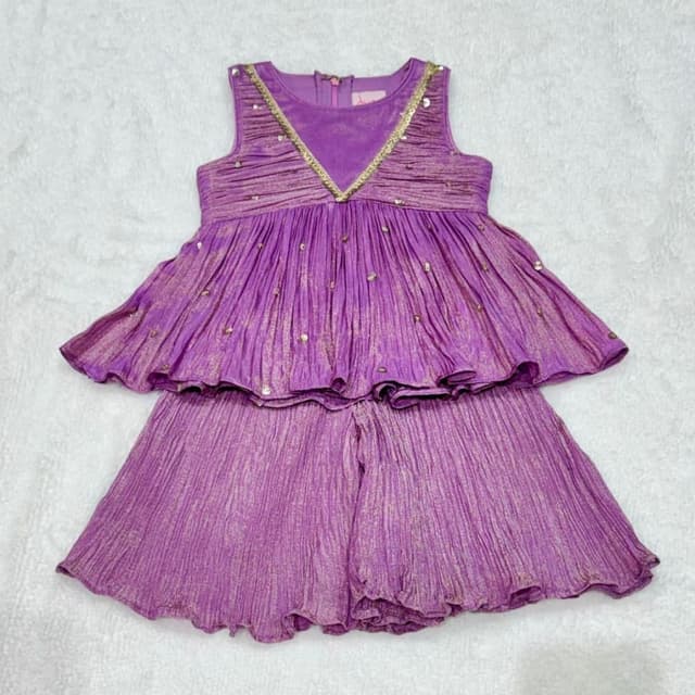 Purple and Gold Peplum Top and Palazzo Set