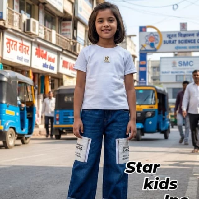 White and Blue T-shirt and Jeans set