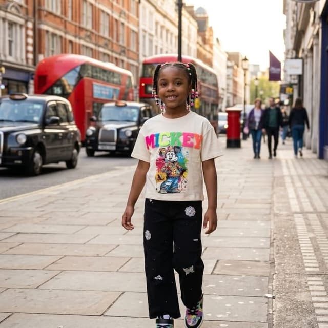 Off-white, black, multi-color T-shirt and jeans set