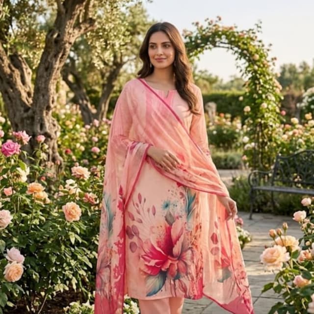 Peach, Pink, Magenta Salwar Kameez