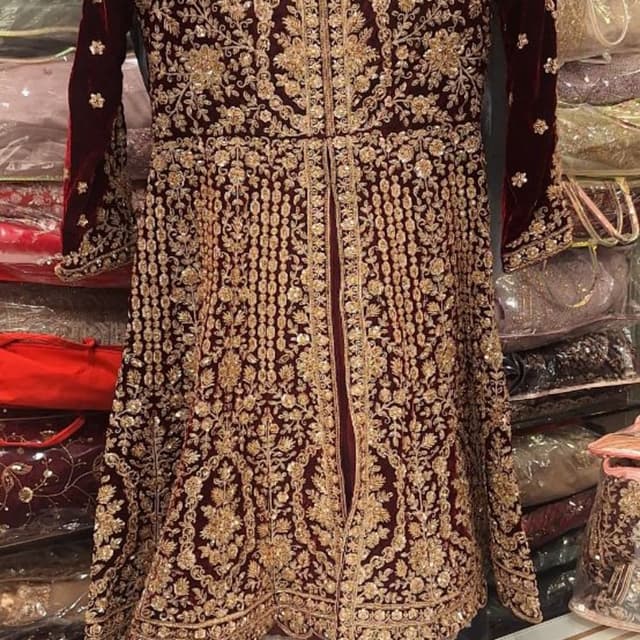Deep Maroon and Gold Kurti / Anarkali top