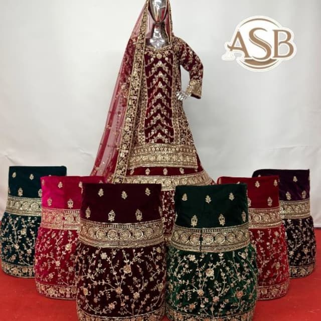 Maroon, Deep Green, Gold Lehenga Choli