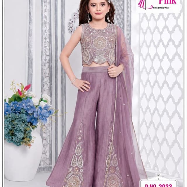 Mauve and silver Sharara Set