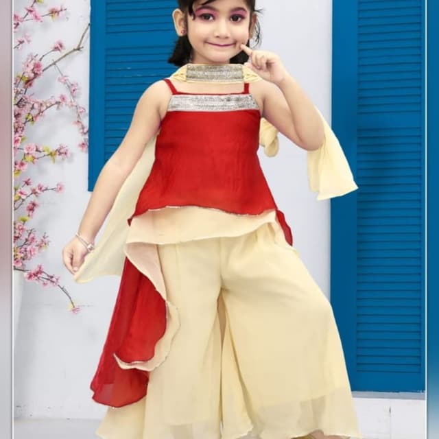 Red and Beige Lehenga Choli / Sharara Set