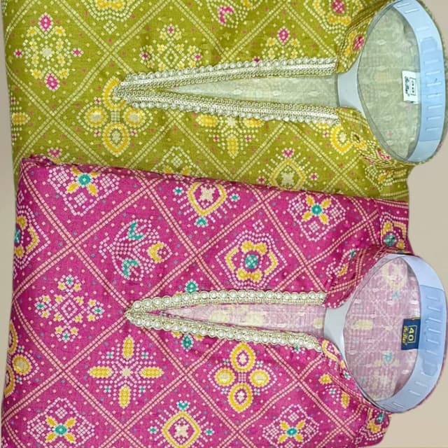 Olive Green, Fuchsia Pink, Yellow, White Kurta/Kurti