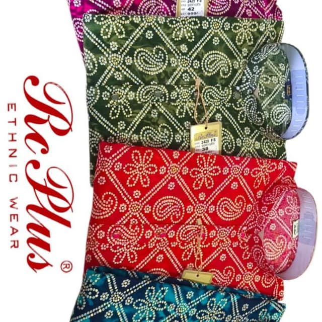 Magenta, Olive Green, Red, and Teal/Dark Blue Short Kurta
