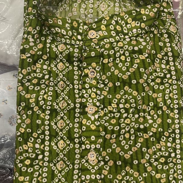 Olive green, white, and gold Kurta