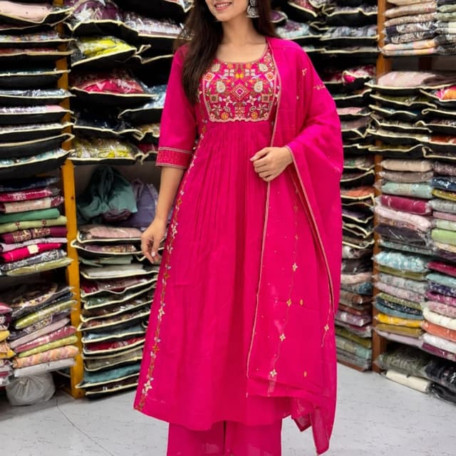 Hot Pink Anarkali Suit Set