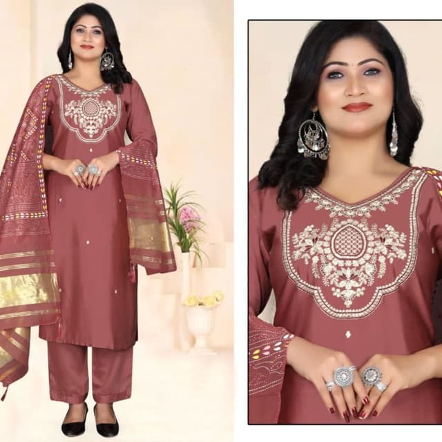 Dusty Rose/Mauve Kurta Set with Dupatta