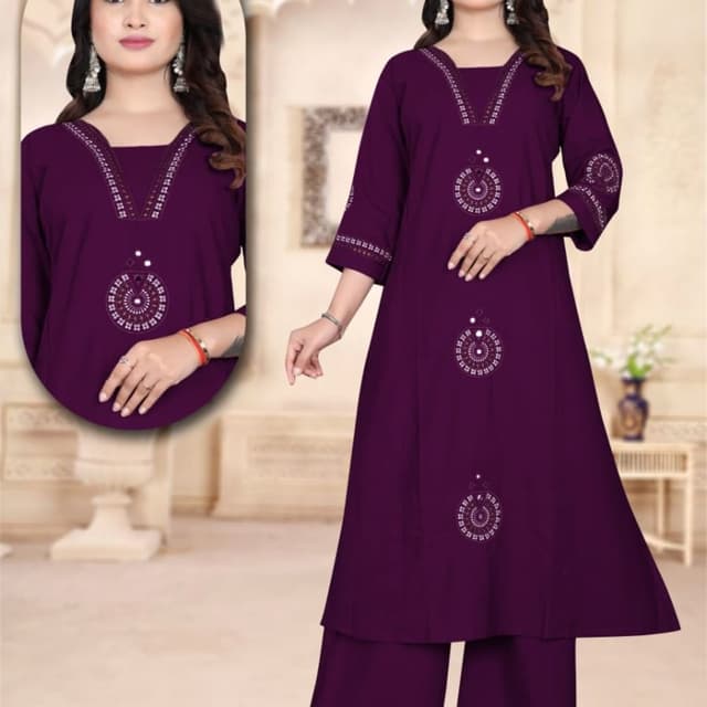 Deep Purple Kurta with Palazzos