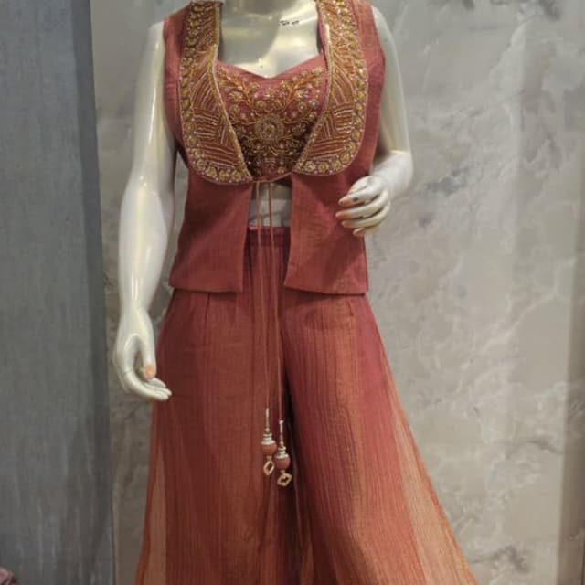 Dusty Rose, Gold Jacket with Palazzo set