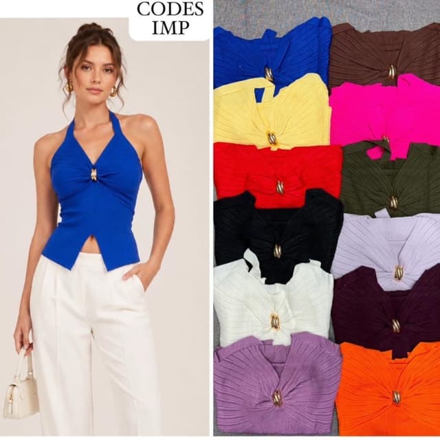 Multi-color (Blue, Yellow, Red, Black, White, Purple) Top