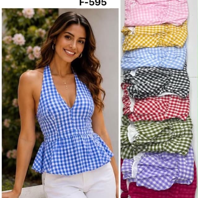 Multicolor options including Blue, Pink, Yellow, Black, Red, Green, and Purple with White Peplum Top