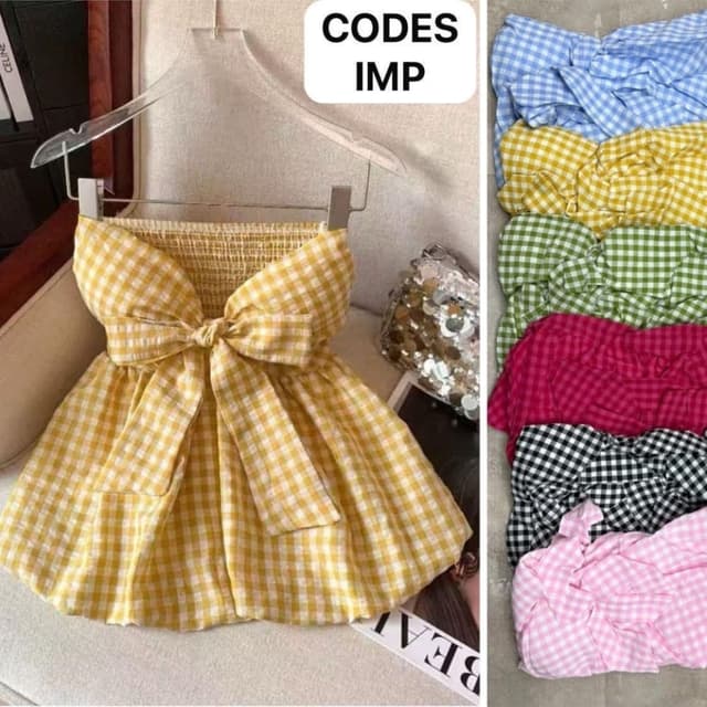 Multi-colored Gingham (Yellow, Blue, Green, Pink, Black) Tube Top