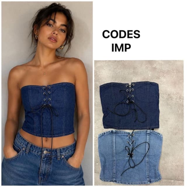 Dark Blue and Light Wash Blue Tube Top / Corset Top