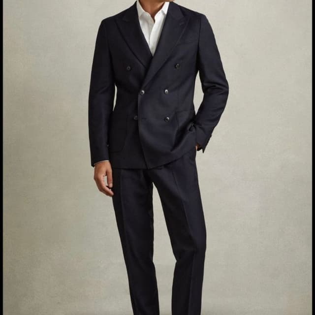 Navy Blue and White Suit