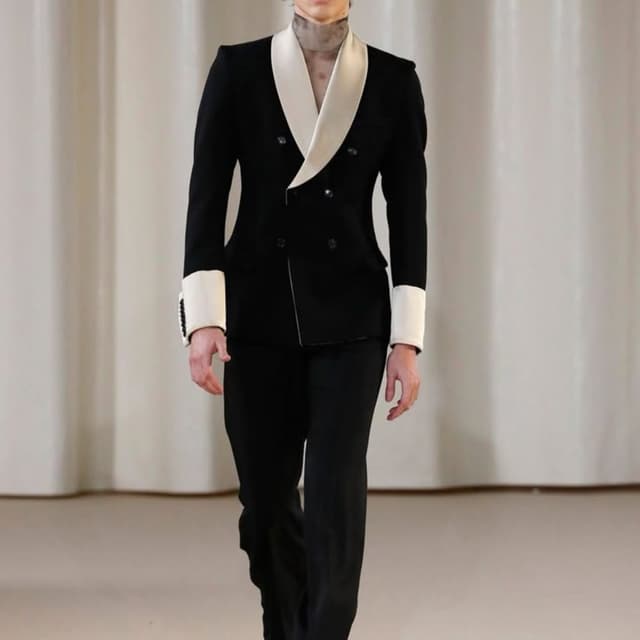 Black and Cream White Suit
