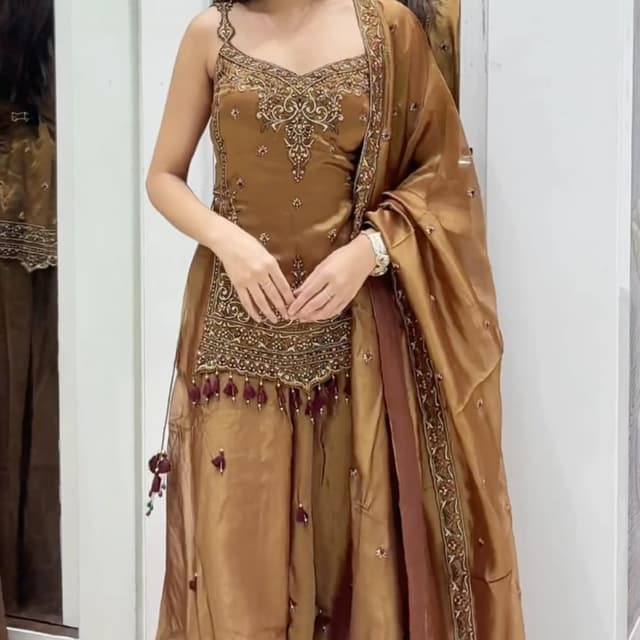 Bronze, Copper, and hints of deep Maroon Sharara Set