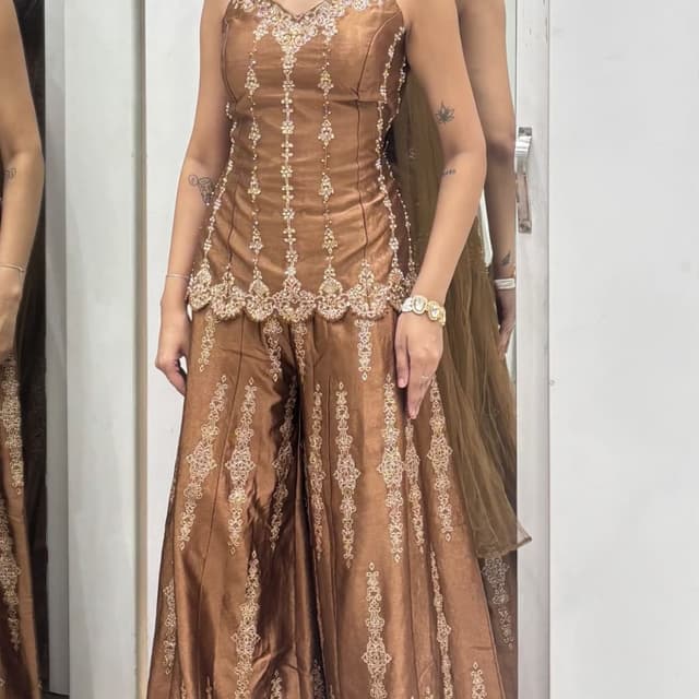Copper brown and bronze Sharara Set