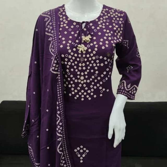 Deep purple with white tie-dye patterns Salwar Kameez