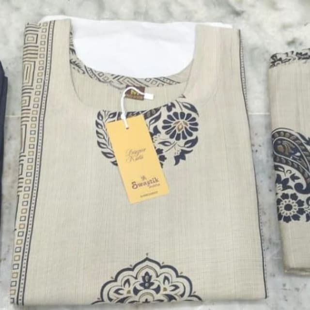 Beige and Dark Blue Kurti
