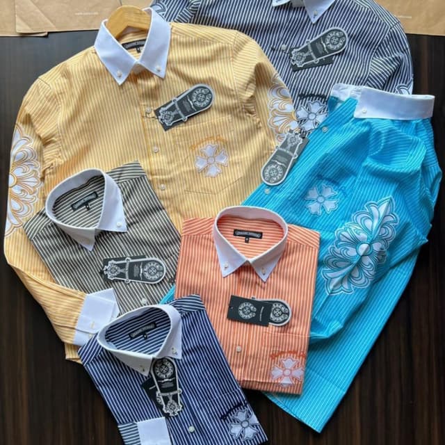 Multi-colored (Yellow, Blue, Orange, Grey, White base accents) Shirt