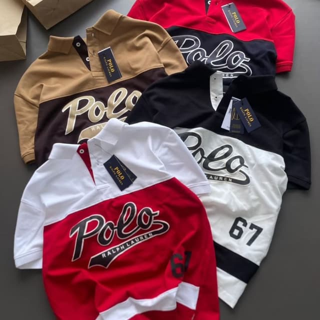Multi-colored including Red/Black, Tan/Brown, Black/White, and White/Red Polo Shirt