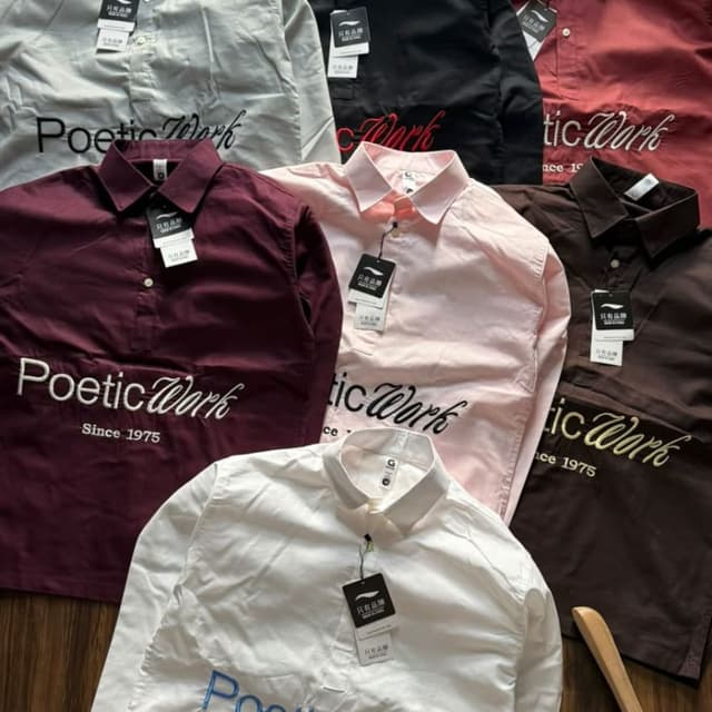 Multi-colored including White, Black, Maroon, Pink, Light Grey, and Brown Shirt