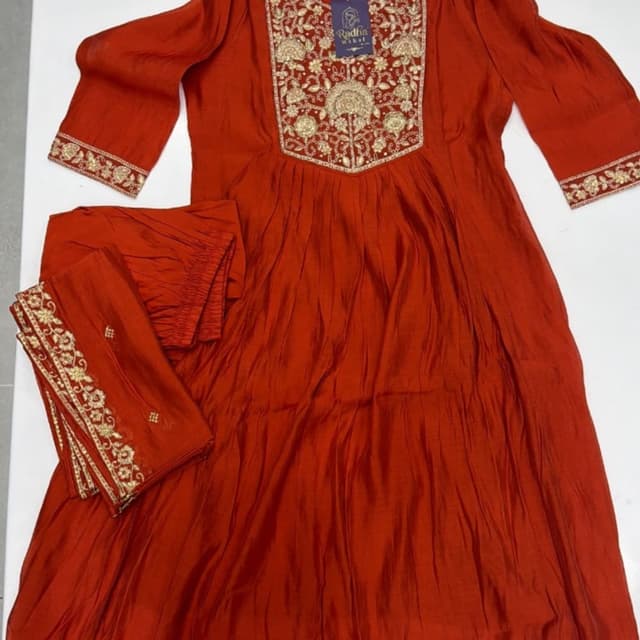Rust Orange and Gold Kurta Set