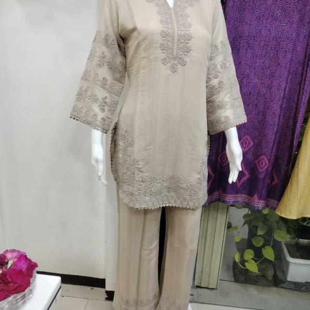 Beige and monochromatic sand tones Kurta Set with Palazzo