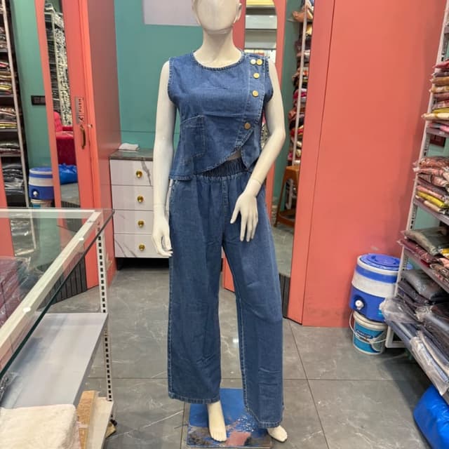 Medium blue denim Co-ord set