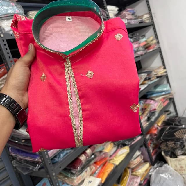 Hot pink, green, gold Kurta