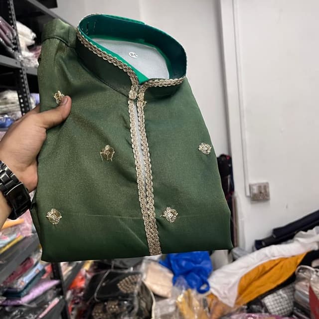 Forest green with metallic gold accents Kurta